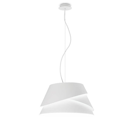AlBoran Pendelleuchte Weiß, runde Hängeleuchte aus Metall und Kunststoff, Ø 52 cm, modern in Weiß