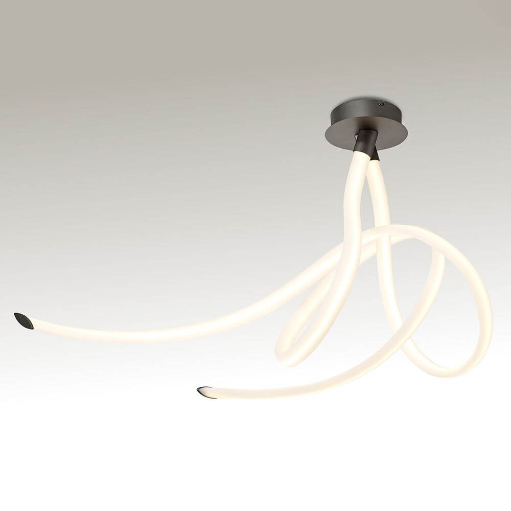 Armonia LED-Deckenleuchte 68cm mit elegantem Design und geschwungener Form in Weiß und Titan.