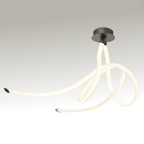 Plafonnier Armonia LED de 68 cm avec un design élégant et une forme galbée en blanc et titane.