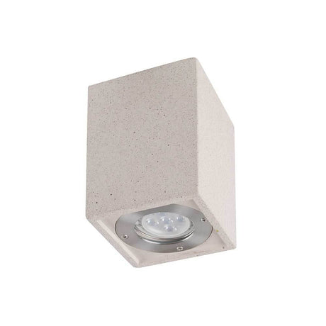 Außen-Deckenlampe Levi Eckig in eckiger Betonoptik mit integrierter LED-Leuchte.