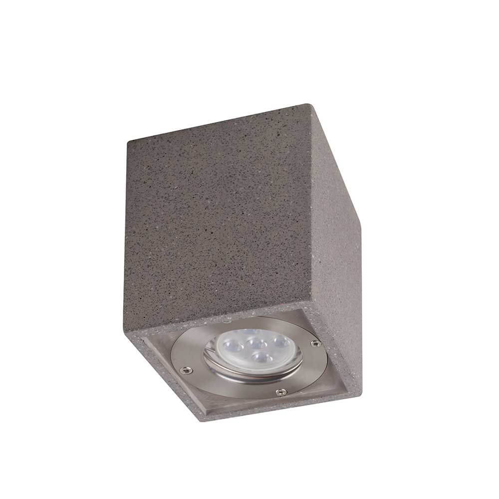 Außen-Deckenlampe Levi Eckig in eckiger Betonform für stilvolle Außenbeleuchtung.