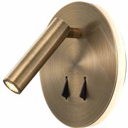 Cayman LED-Wandleuchte mit Doppelschalter in Antikes-Messing, runde Metall-Wandleuchte mit eleganter Lichtwirkung