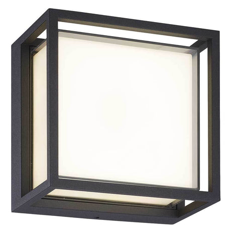 Chamonix quadratische Außen-LED-Deckenleuchte in modernem Design aus Metall und Glas.