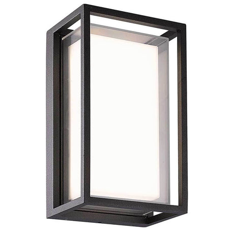 Chamonix rechteckige Outdoor LED-Wandleuchte in modernem Design aus Metall und Glas.