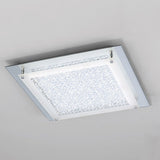 Moderne Crystal LED Deckenleuchte in eckiger Form, Metall und Glas, chromfarbig, ideal für stilvolle Wohnräume.