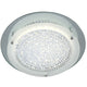 Crystal LED Mirror runde Deckenlampe mit runder Form aus Glas und Metall in Chromfarbe.