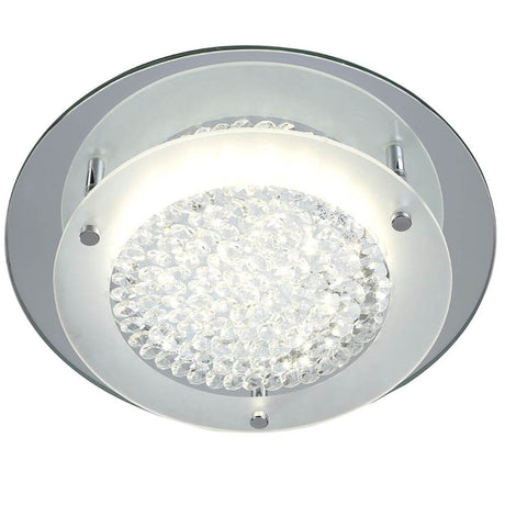 Crystal LED Mirror runde Deckenlampe mit stilvollem Design aus Metall und Glas.