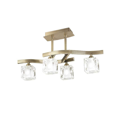 Cuadrax Cristal 4-flammige Deckenleuchte mit stilvollem Design aus Metall und Glas.