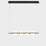 Cuba LED-Hängeleuchte Linie von Mantra, gold-schwarze LED-Pendelleuchte mit Glas für Esstisch und Theke