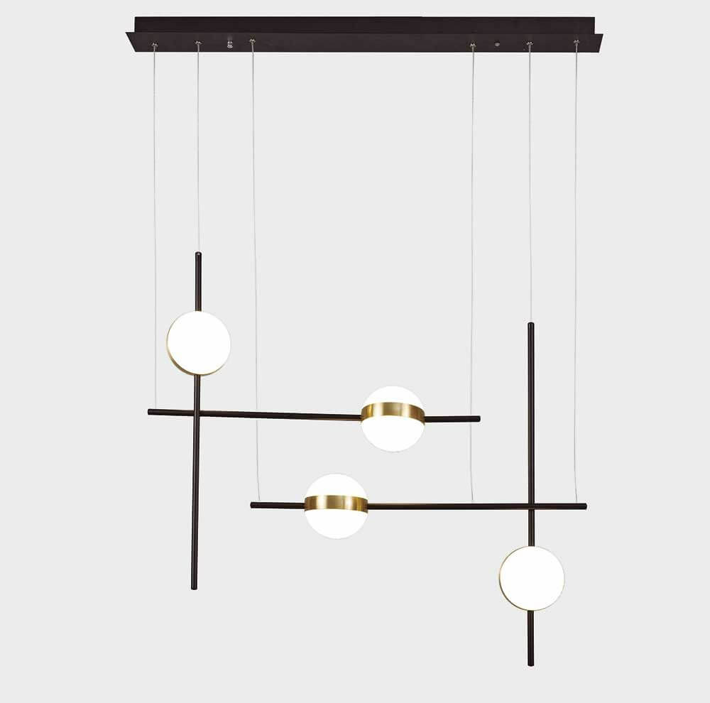 Cuba LED-Pendelleuchte Asymmetrisch mit schwarzem Metall und goldenen Akzenten