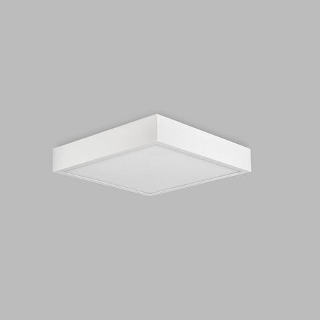 LED-Deckenleuchte Saona Superficie quadratisch Weiß-Matt in modernem Design auf grauem Hintergrund.