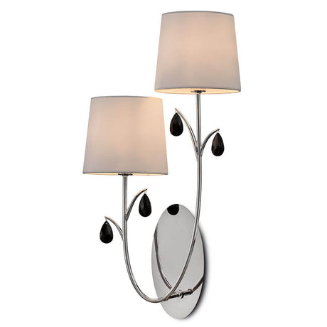 Double wall light Andrea with elegant fabric shades and metal frame, ideal for modern home design.