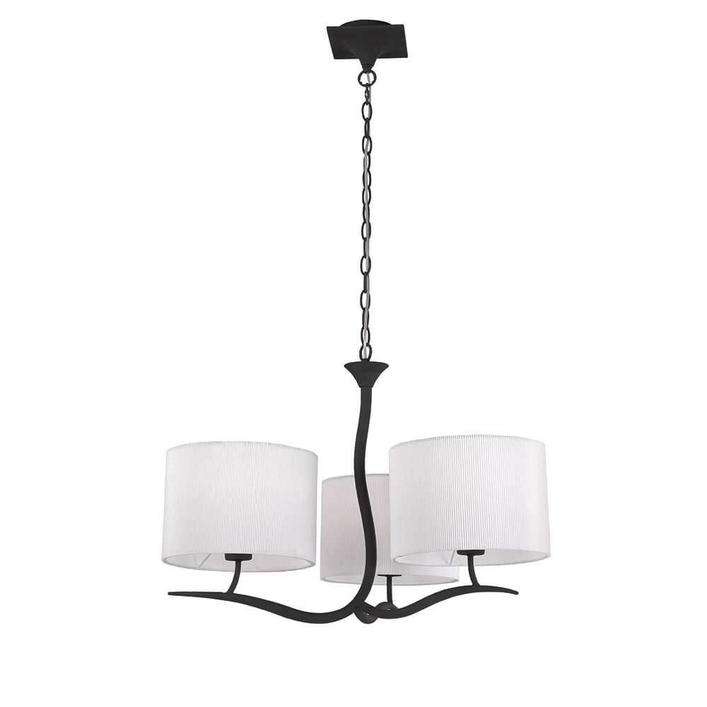 Eve Hängelampe 3-flammig mit runder Form, Metall und Textil, ideal für moderne Eingangsbereiche.