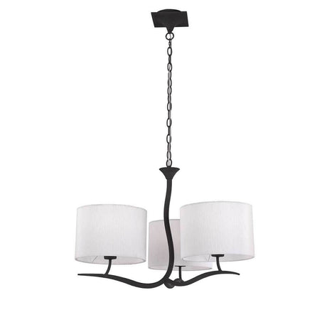 Eve pendant lamp, 3-light, with a round shape, metal and fabric, ideal for modern entrance areas.