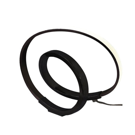 Infinity LED-Tischleuchte in modernem Design mit runden Formen und elegantem schwarzen Metall.