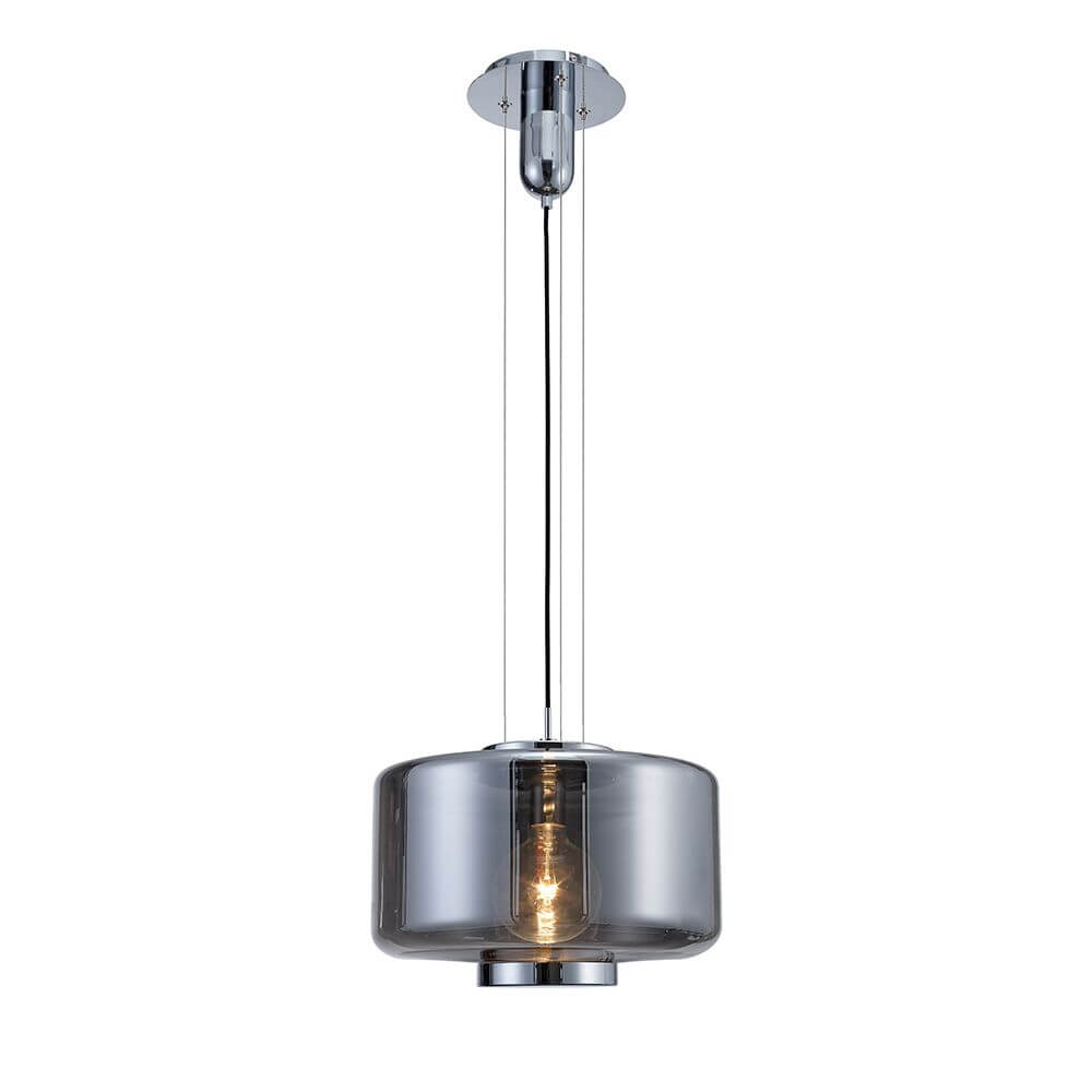Jarras Pendelleuchte Groß in zylindrischer Form mit Glas und Chrom für stilvolle Wohnräume.
