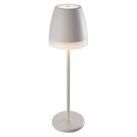 K3 Außen-LED-Tischleuchte in modernem Design mit schmalem Standfuß und harmonischer Lichtverteilung.