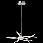 LED-hengelampe Aire Klein + dimbar med moderne, buet design i sølv og krom.