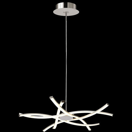 LED-Pendelleuchte Aire Klein + Dimmbar mit modernem, geschwungenem Design in Silber und Chrom.