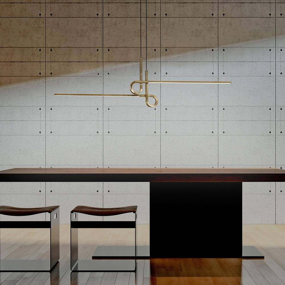 Candeeiro suspenso LED Cinto curvo de 2 luzes