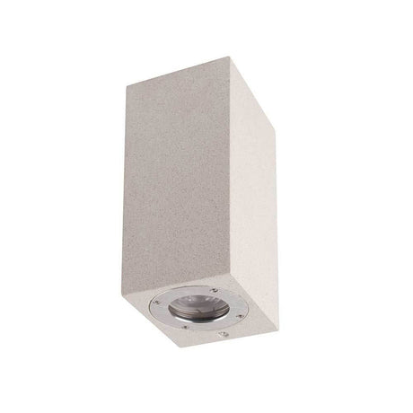 Levi Outdoor Wandlampe Eckig in eckiger Form aus Beton mit modernem Lichtdesign für Außenbereiche.