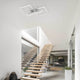 Mural LED-Deckenlampe Weiß-Matt im modernen Wohnraum mit Holztreppe und elegante Lichtwirkung.