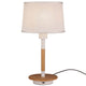 Nordica II Tischlampe Weiß, Holz + USB-Anschluss in modernem Design mit runder Form und Holzsockel.