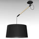 Nordica breite Hängelampe mit schwarzem Schirm und Holzdetails für elegantes Lichtdesign.