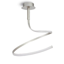 Nur LED-Deckenleuchte geschwungen in Silber/Chrom, moderne Deckenlampe mit geschwungener Form für Wohnzimmer und Essbereiche