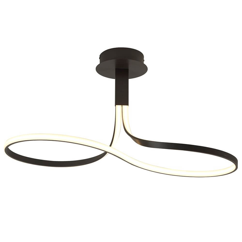 Nur LED-Deckenleuchte 40W in geschwungener Form aus Metall und Kunststoff für moderne Räume.