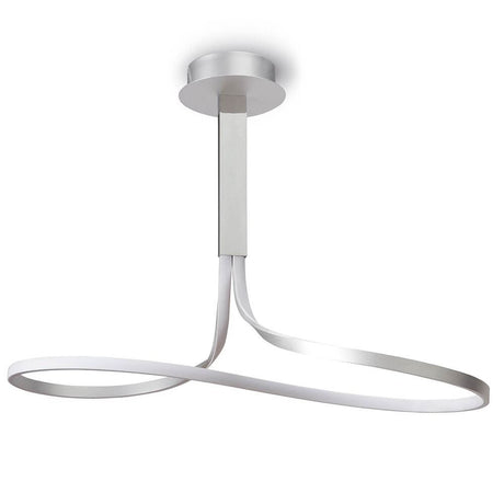 Nur LED-Deckenleuchte 40W lang mit modernem, geschwungenem Design aus Metall und Kunststoff.
