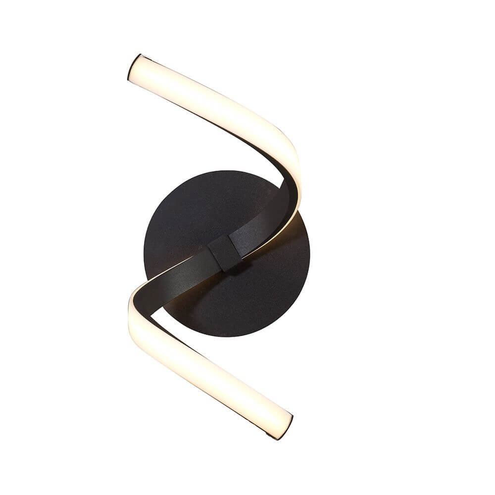 Moderne Nur LED-Wandleuchte mit geschwungener Form aus Metall und Kunststoff, ideal für stilvolle Räume.