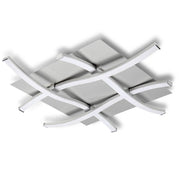 Nur quadratische LED-Deckenleuchte von Mantra in Silber/Chrom mit geschwungenen Linien für Wohn- und Essbereiche