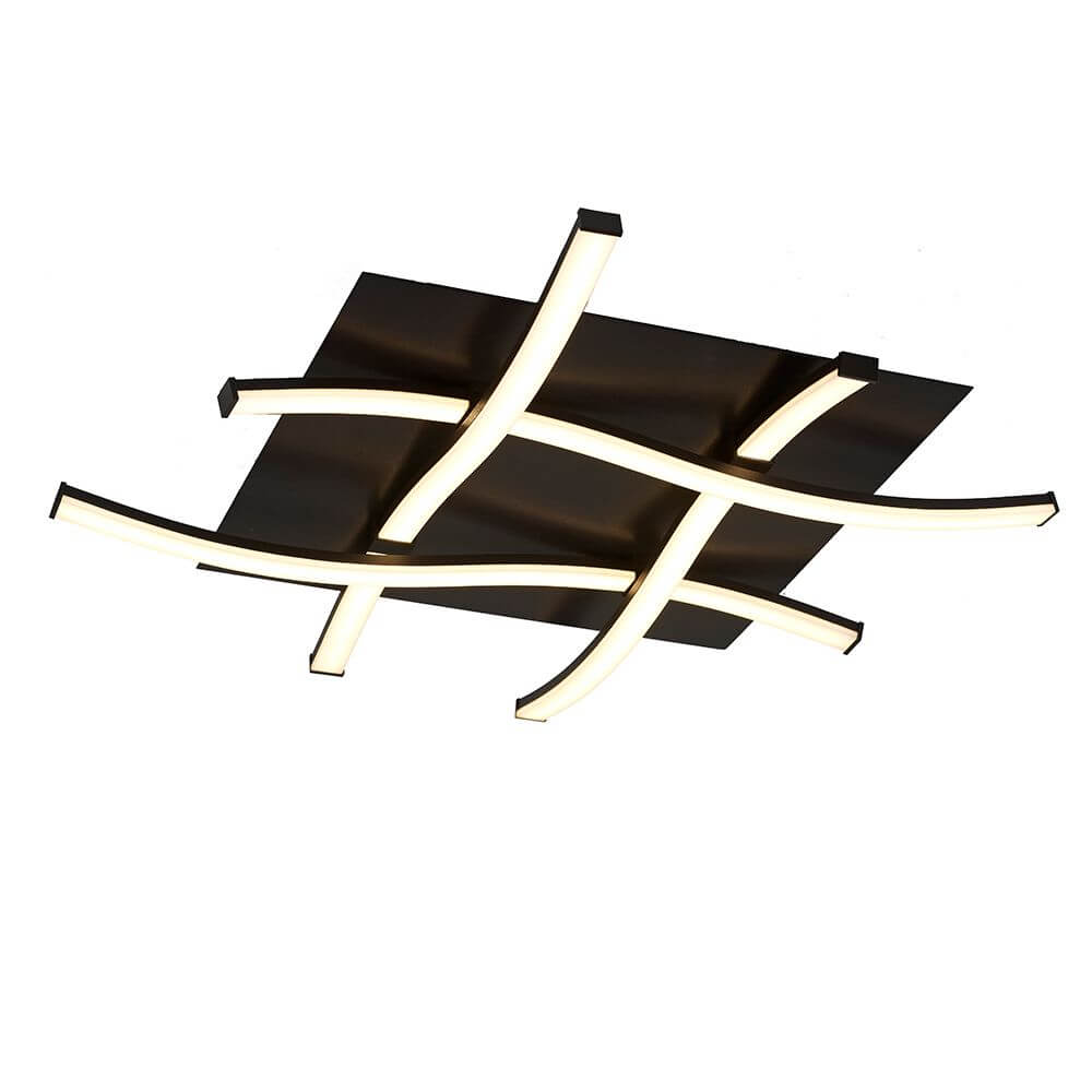 Moderne Nur quadratische LED-Deckenleuchte mit geschwungenem Design in Schwarz und Weiß.