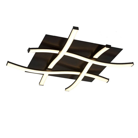 Modern square-only LED ceiling light with a curved design in black and white.