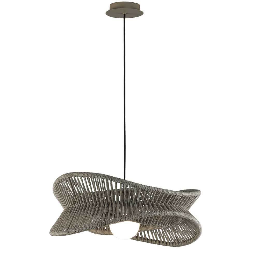 Polinesia Pendelleuchte 60cm in beige mit runder Form, ideal für innen und wetterfeste Bereiche.