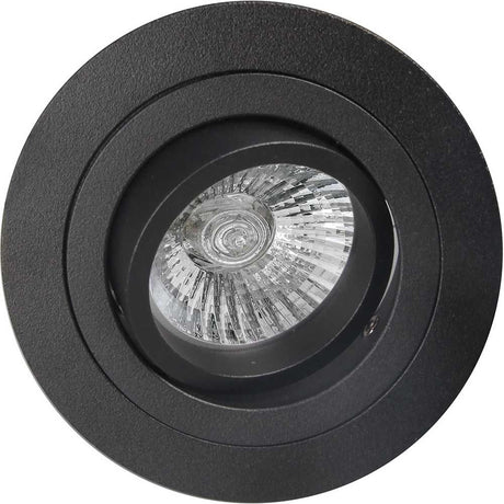 Runde Einbauleuchte Basico Gu10 in elegantem Schwarz mit klarer Lichtquelle und moderner Gestaltung.