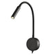 Spot-LED-Wandleuchte Lesearm Boavista mit flexiblem Arm und moderner Metallbasis in Schwarz.