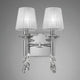 Tiffany Doppel-Wandleuchte mit runder Form, Metall und Textil, elegant und hochwertig verarbeitet.