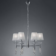 Tiffany Hängeleuchte 6-flammig mit modernem Design und eleganten Stoffschirmen.