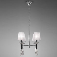 Tiffany pendel 4 lys med et moderne design, metal og tekstil, ideel til moderne rum.