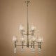 Tiffany Pendelleuchte 12-flammig in modernem Design mit metallischen und textilen Elementen.