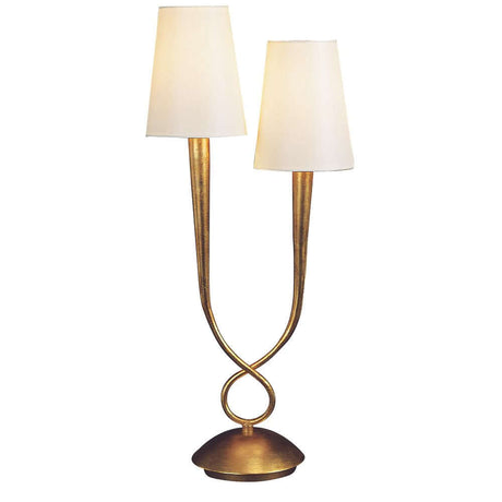 Tischlampe Paola, moderne Tischlampe mit zwei Schirmen in goldener Ausführung, stilvolles Design für jeden Raum.