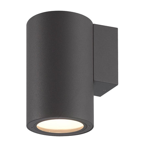 Volcano Wandleuchte Graphit in rundem, modernem Design mit Metalloberfläche.