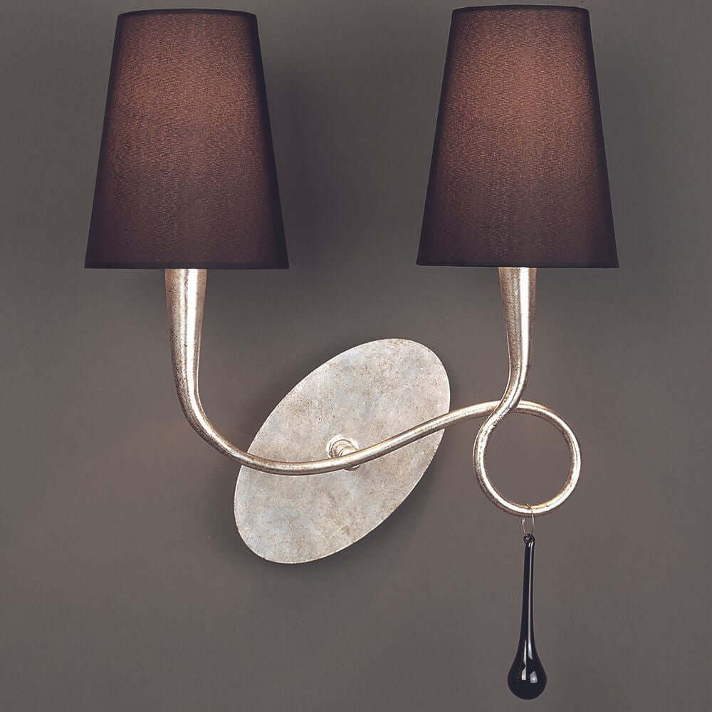 Wandleuchte 80W Paola mit zwei schwarzen Lampenschirmen und elegantem Design für stilvolle Beleuchtung.
