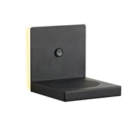 Zanzibar square LED wall light with charging station in a modern design, ideal for hallways or bedrooms.
