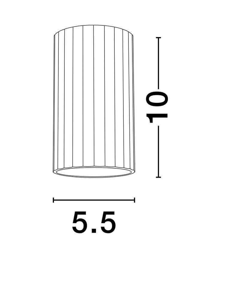 Mare Deckenleuchte GU10 Ø 5,5cm Maßzeichnung mit Durchmesser 5,5cm und Höhe 10cm.