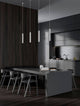 Mare Pendelleuchte Ø 5,5cm Glatt - schlanke schwarze Aluminium Pendelleuchte über Esstisch, modernes minimalistisches Wohnraum-Design