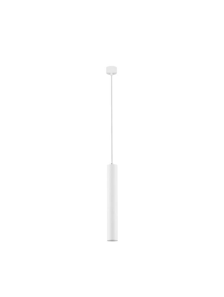 Alt Tag: Mare Pendelleuchte Ø 5,5cm Glatt in weißem schlankem Zylinder, minimalistisches Downlight für Esszimmer oder Wohnzimmer