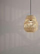Marlo Pendelleuchte Birne Beige Rattan in Rattanoptik, sorgt für warme Atmosphäre im Ess- oder Wohnzimmer.